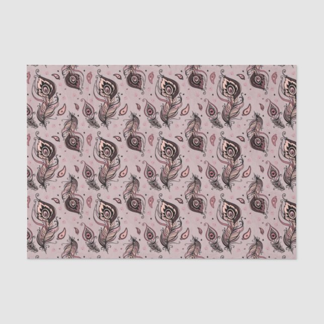 Papier Mousseline Motif de plume de paon (Recto)