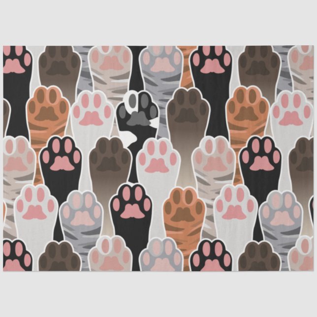 Papier Mousseline Motif de plusieurs pattes de chat (Recto)