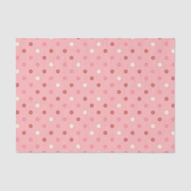 Papier Mousseline Motif de point blanc rouge-rose de polka (Recto)