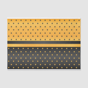 Papier Mousseline Motif de point jaune noir et d'or de polka