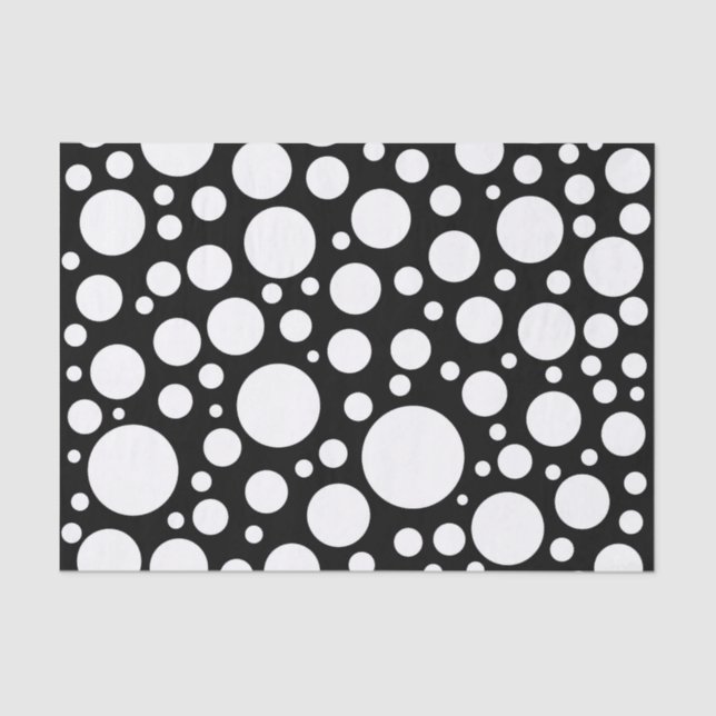 Papier Mousseline Motif de point noir et blanc moderne de polka (Recto)