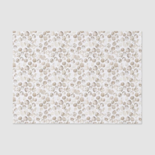 Papier Mousseline Motif de points de style aquarelle blanc crème bei (Recto)