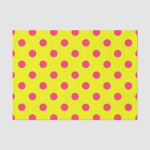Papier Mousseline Motif de points polka jaune et rose