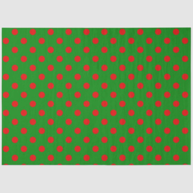 Papier Mousseline Motif de points Polka Red Green Xmas (Recto)