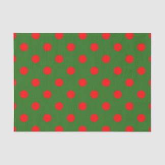 Papier Mousseline Motif de pois à pois rouges sur fond vert
