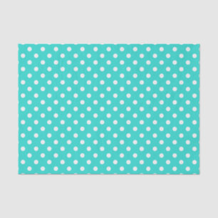 Papier Mousseline Motif de pois bleu et blanc turquoise