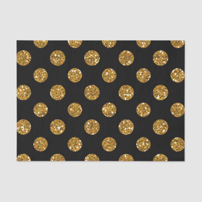 Papier Mousseline Motif de pois de parties scintillantes d'or de (Recto)