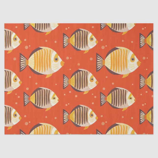 Papier Mousseline Motif de poisson tropical mignon (Recto)