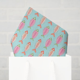 Papier Mousseline Motif de poissons colorés de l'été côtier