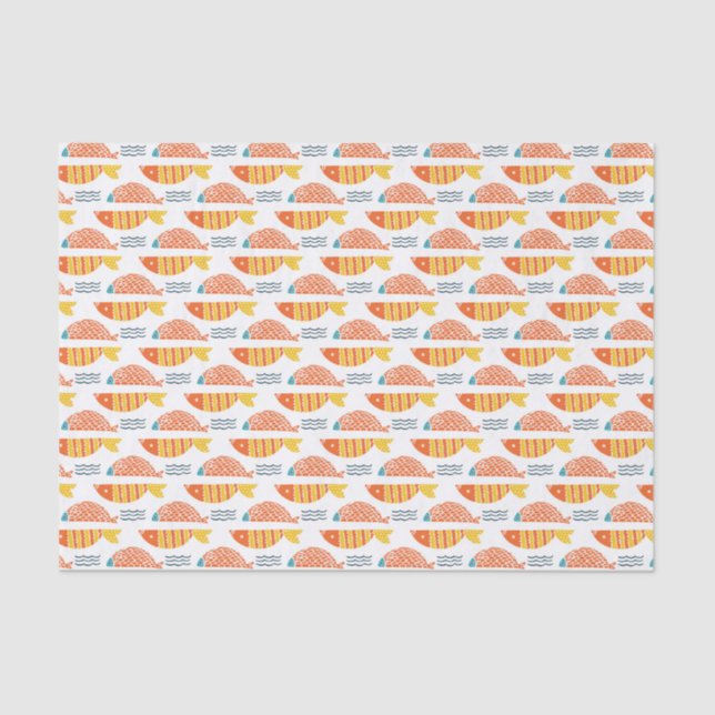 Papier Mousseline Motif de poissons de natation d'art populaire (Recto)