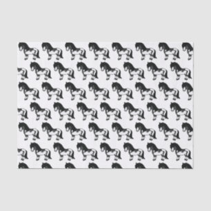 Papier Mousseline Motif de poney de Shetland Pinto noir Poney de des