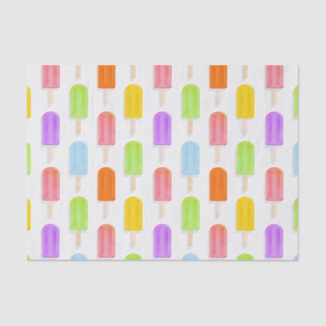 Papier Mousseline Motif de Popsicles arc-en-ciel d'été (Recto)