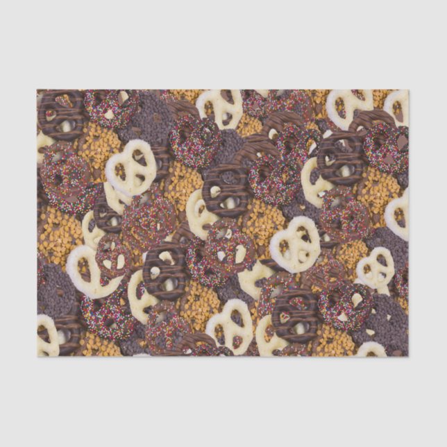 Papier Mousseline Motif de Pretzels au chocolat (Recto)