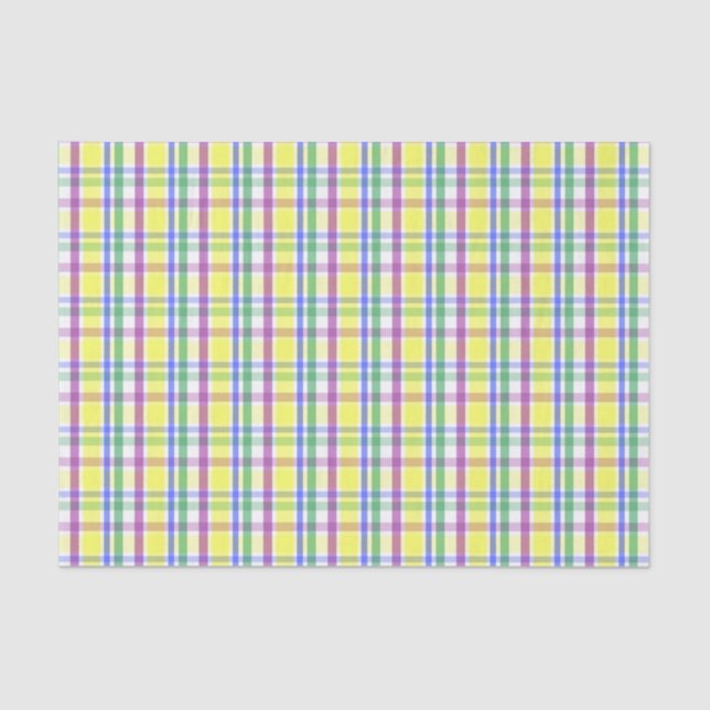 Papier Mousseline Motif de printemps Pâques Pastel Plaid (Recto)