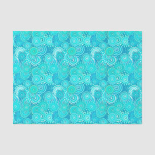 Papier Mousseline Motif de remous de fractale, nuances de turquoise