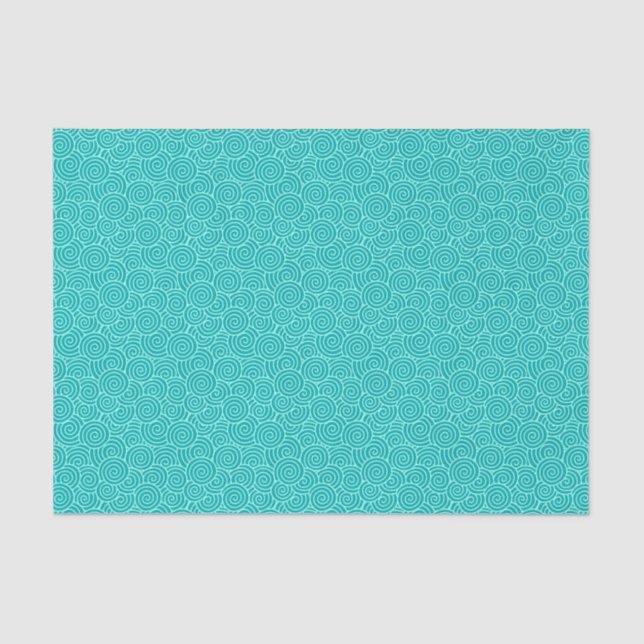 Papier Mousseline Motif de remous de Japonais - turquoise et aqua (Recto)