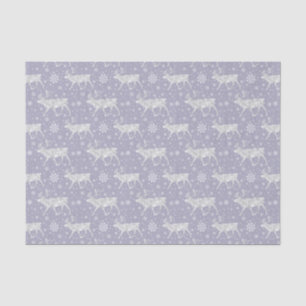 Papier Mousseline Motif de rennes et de flocons de neige sur Grey/La