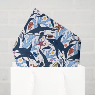 Papier Mousseline Motif de requin de plage mignon pour mouchoir de f
