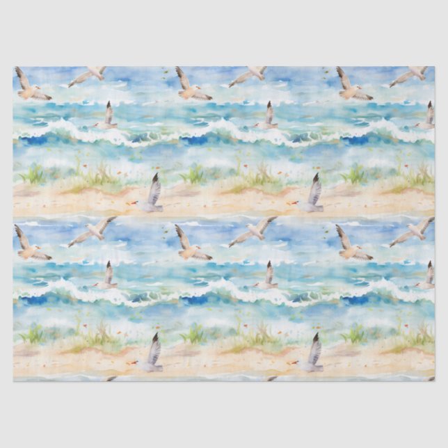 Papier Mousseline Motif de rivage de bécasseau côtier (2) (Recto)