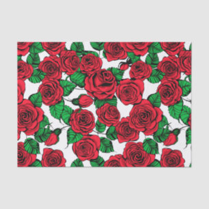 Papier Mousseline Motif de roses rouges