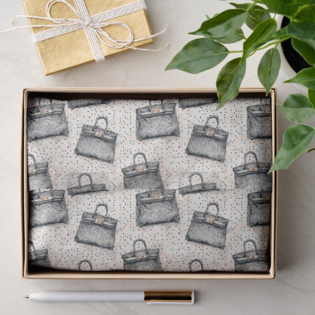 Papier Mousseline Motif de sac à main en python de luxe sur fond ros (Cadeau)