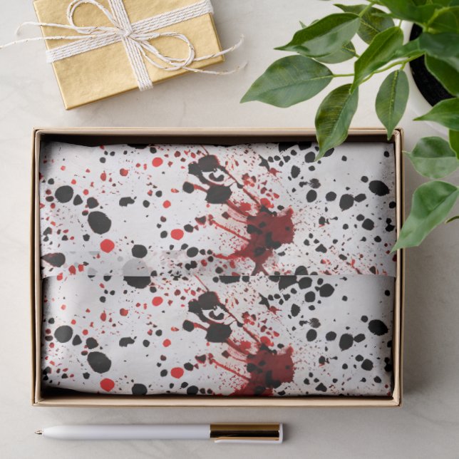 Papier Mousseline Motif de salissures rouges (Cadeau)