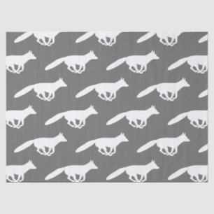 Papier Mousseline Motif de silhouettes de Fox blanc