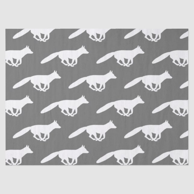 Papier Mousseline Motif de silhouettes de Fox blanc (Recto)
