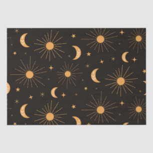 Papier Mousseline Motif de soleil et de lune orange bohème