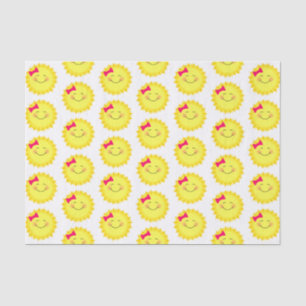 Papier Mousseline Motif de soleil rose et jaune