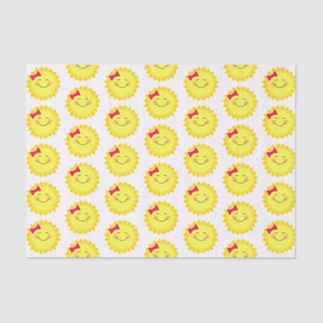 Papier Mousseline Motif de soleil rose et jaune (Recto)