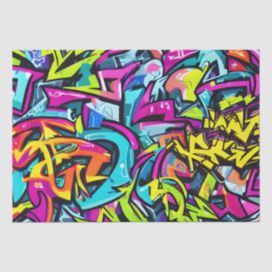 Papier Mousseline Motif de street art graffiti aux couleurs vives et
