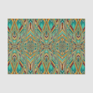 Papier Mousseline Motif de style tribal doré et turquoise en découpa