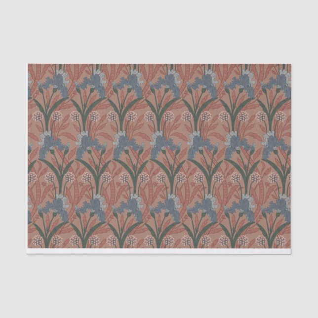 Papier Mousseline Motif de style William Morris d'automne (Recto)