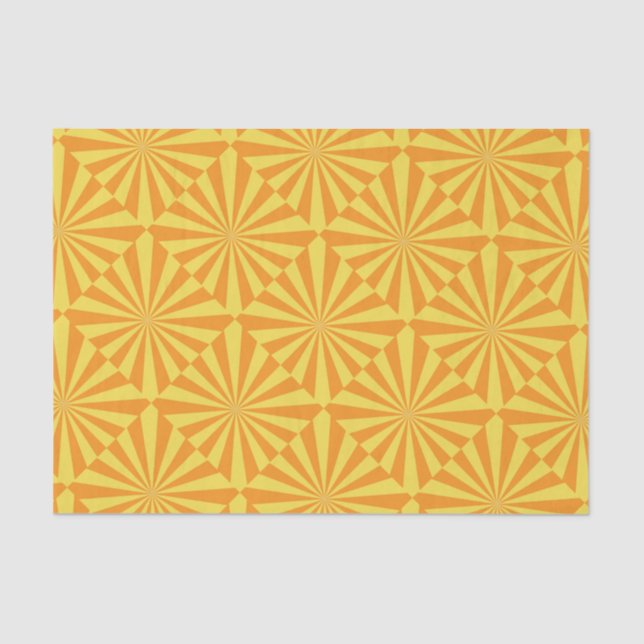 Papier Mousseline Motif de Sunburst Jaune et Orange (Recto)