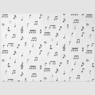 Papier Mousseline Motif de symboles Black & White Music Notes