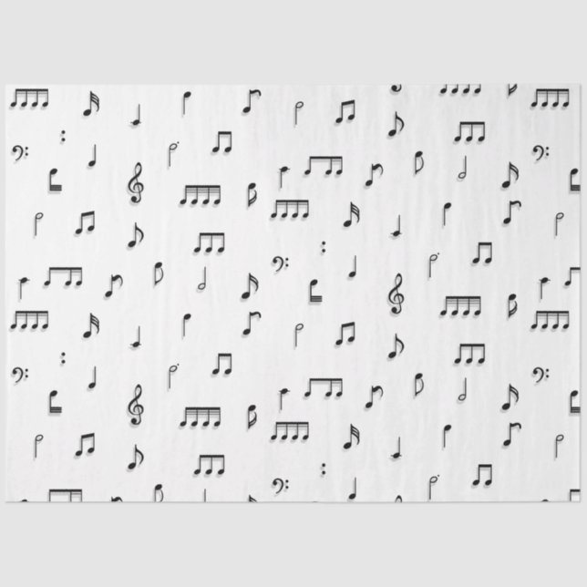 Papier Mousseline Motif de symboles Black & White Music Notes (Recto)
