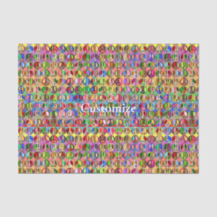 Papier Mousseline motif de symboles de paix multicolores