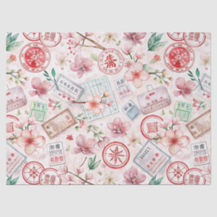 Papier Mousseline Motif de tampon de voyage du monde vintage (1)