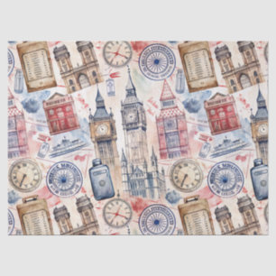 Papier Mousseline Motif de tampon de voyage du monde vintage (5)