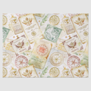 Papier Mousseline Motif de tampon de voyage du monde vintage (7)