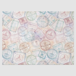 Papier Mousseline Motif de tampon de voyage du monde vintage (8)