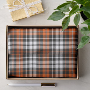 Papier Mousseline Motif de tartan à carreaux orange noir blanc