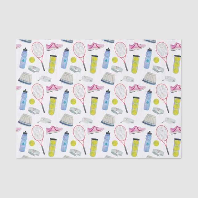 Papier Mousseline Motif de tennis rose aquarelle (Recto)