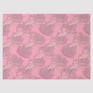 Papier Mousseline Motif de tigre de la Jungle rose
