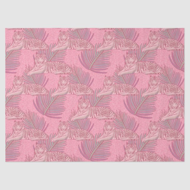 Papier Mousseline Motif de tigre de la Jungle rose (Recto)