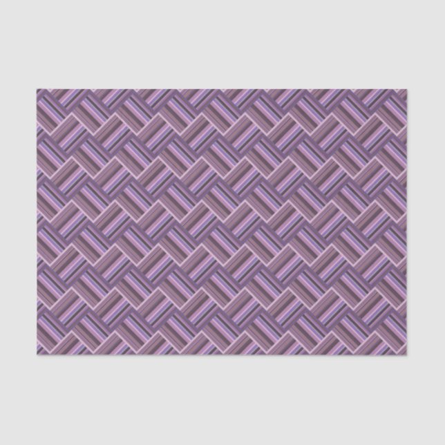Papier Mousseline Motif de tissage diagonale rayures mauve (Recto)