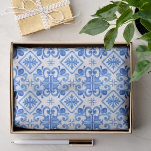 Papier Mousseline Motif de toile bleu français