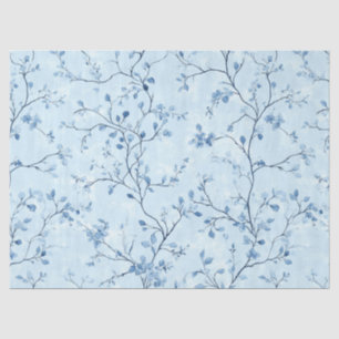 Papier Mousseline Motif de toile florale vintage bleu (7)
