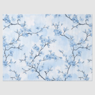 Papier Mousseline Motif de toile florale vintage bleu (8)